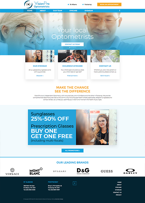 VisionPros optometrists - websites for optometrists